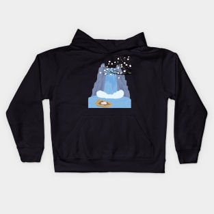 Sleeping cat under blooming tree Kids Hoodie